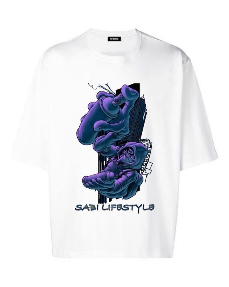 Oversize Fit Spray Paint Printed Short Sleeve T-Shirt