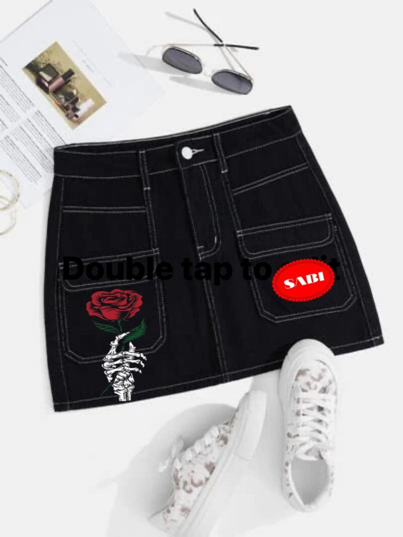 Black Rose Denim Baggy Jeans - Image 2